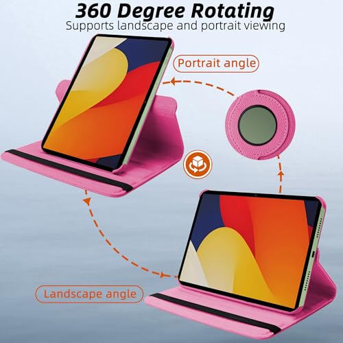 Image of TGK 360 Degree Rotating Flip Cover Case for Moto Pad 60 Pro 12.7 inch 2025 Release Tablet (Hot Pink)