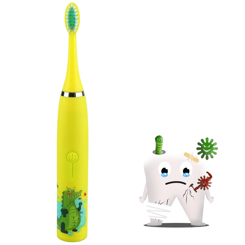 Drumstone 𝟏𝟓 𝐘𝐞𝐚𝐫𝐬 𝐖𝐚𝐫𝐫𝐚𝐧𝐭𝐲 Give kids a reason to smile with this sonic-powered Electric Toothbrush, cute animal cartoon design, rechargeable battery, soft bristles, and travel case.