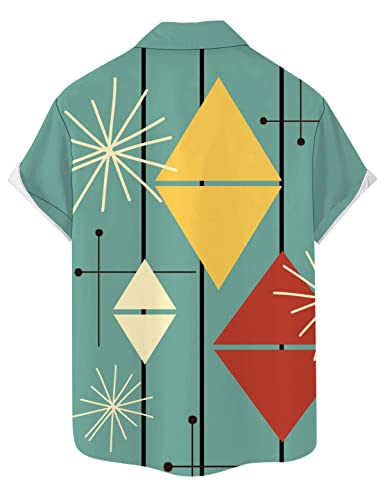 Qivicima Men's Retro Bowling Shirts 50S Rockabilly Style Button Down Shirts Cuban Style Camp Shirt A7-Retro2 Xl #TOP1