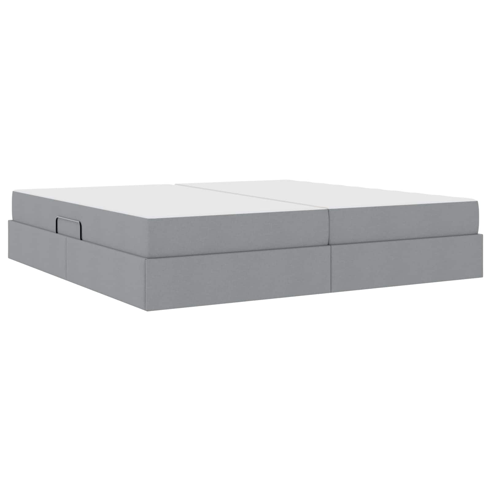 Cama de almacenamiento con colchón de 200 x 200 cm, cama tapizada con gran cajón, cama doble hidráulica, gris claro, marco de metal estable, incluye somier de láminas