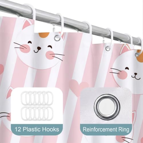 Rideau de baignoire imperméable polyester 120x180 lavable avec crochets rideaux douche chat