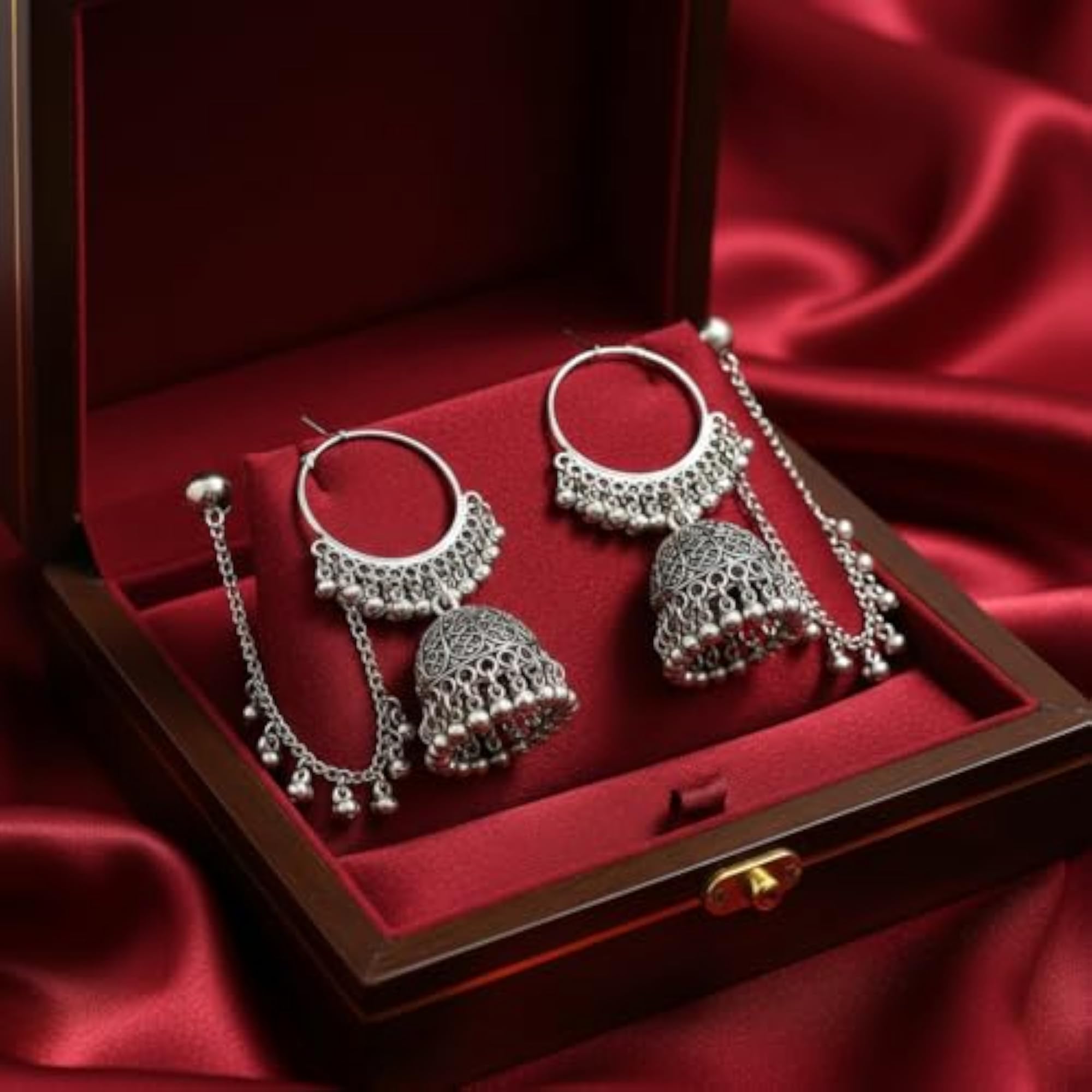 Hoop Jhumka Earrings for Women, Traditional Chandbali Style