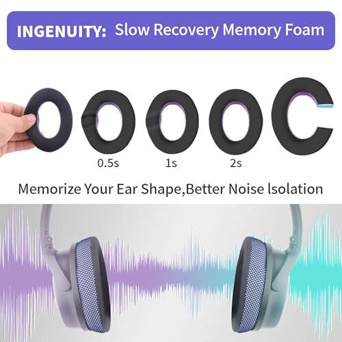 Almohadillas de Gel Refrescante para Auriculares, Repuesto para Bose QC25/QC35/QC45/AE2/AE2i/AE2w, Almohadillas con Tela Ice Silk - Negro/Púrpura miniatura 5