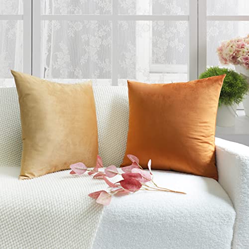 Mekajus Orange Throw Pillow Covers 18X18 Set Of 4 Velvet Soft Square Pillow Cover Couch Pillow Covers Case Pillowcase For Patio Sofa Bed Bedding Living Room (Orange) #TOP6