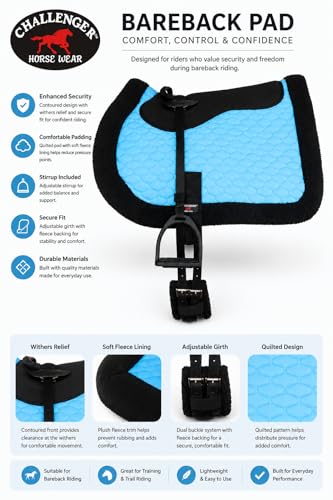 Image of Horse Quilted English Bareback PAD Trail Fleece Neoprene Turquoise 72F48TR