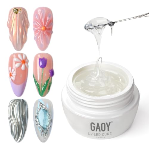 GAOY 3D Sculpting Gel for Nail Art Semi-solid Modeling Gel for Rubbing Chrome Nail Powder Sticking Rhinestones and Painting No Wipe