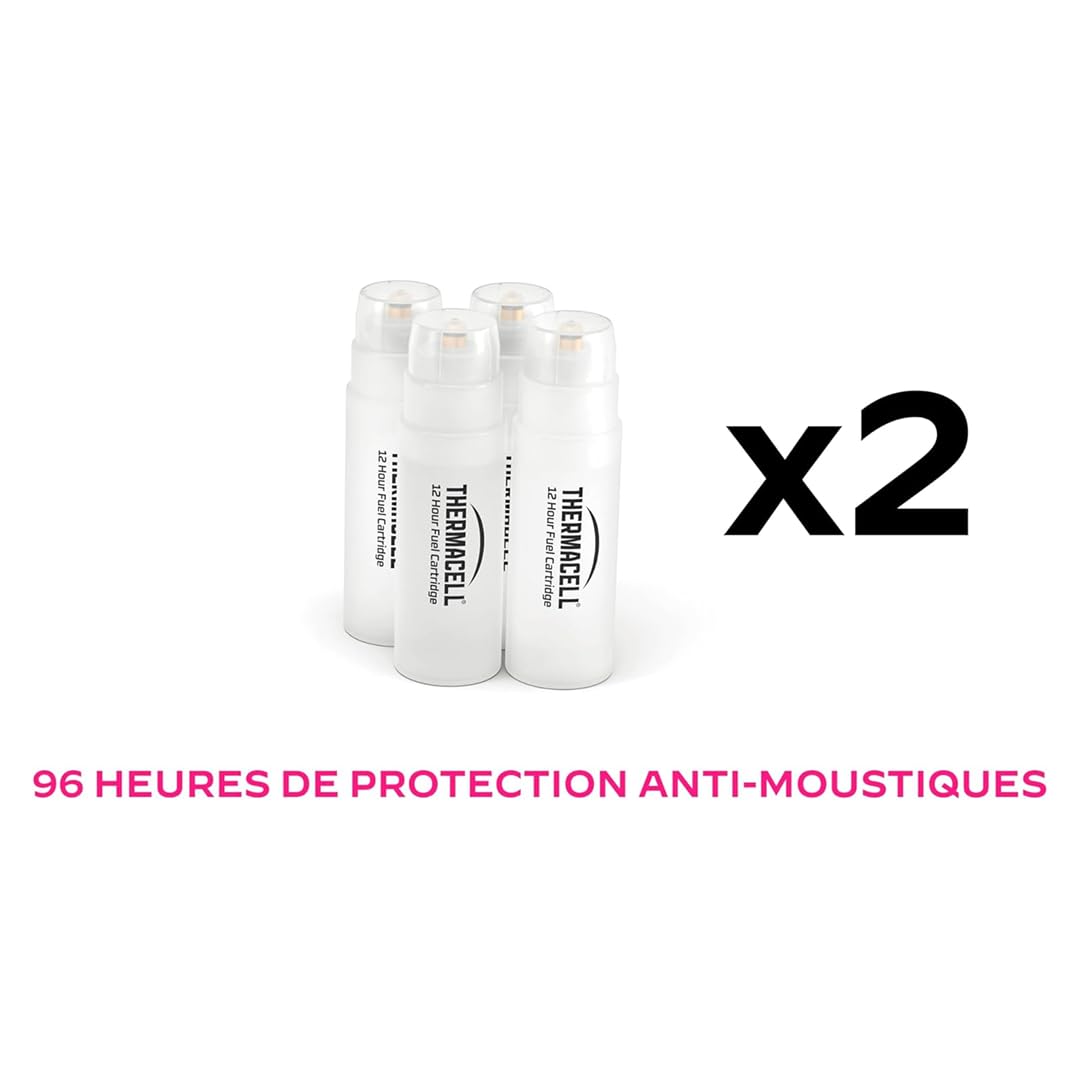 THERMACELL 8 Cartouches Gaz Butane Anti Moustiques Tigres - Extérieur | Pour Bouclier, Diffuseur et Lanterne - Effet Rapide, Inodore - Jardin, Terrasse, Piscine - THBUTANE4X2