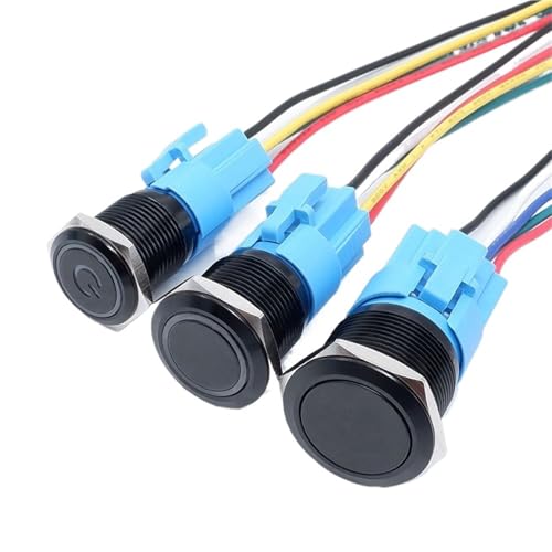 Bouton poussoir 22mm étanche IP66 à LED bleue 12V 24V à verrouillage pour tableau