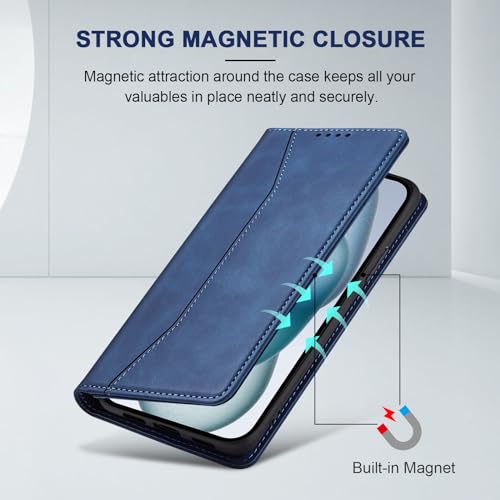 Image of Jasonyu Flip Wallet Case for iPhone 15,Blue