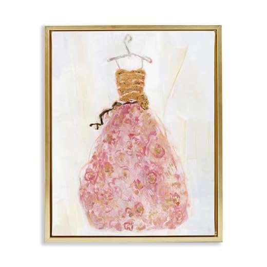 Stupell Industries Arte de parede em tela flutuante, elegante, rosa, elegante, com moldura dourada, design de Sally Swatland, 25 x 31