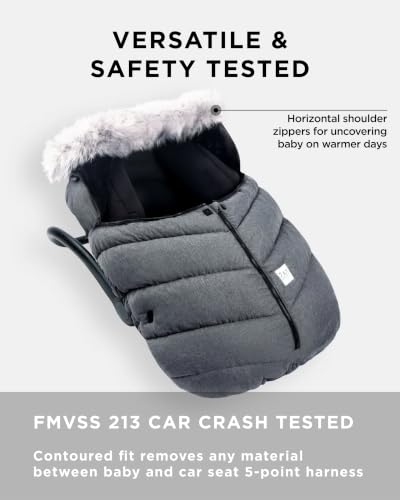 Image of 7AM Enfant Car Seat Covers - Cocoon Baby Cover for Boys & Girls, Rain & Snow Repellent, Breathable Windproof, Center Zipper, Universal Fit for Infant Car Seat (0-12M) (Tundra)