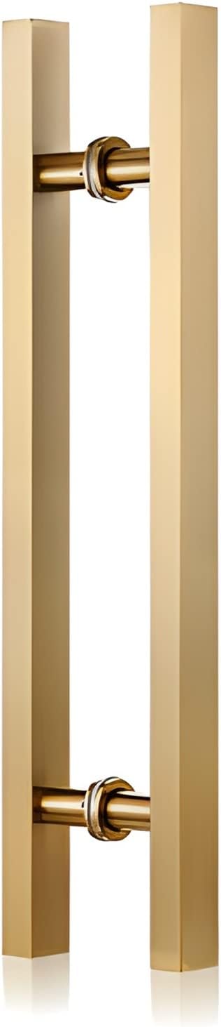 Industrial Pull Push Door Handle Set with Screwdriver Rusoof Stainless Steel Sliding Glass Interior Handle for Kitchen Warehouse Matte Gold Finish 47.2in (120cm) Includes 59in (150