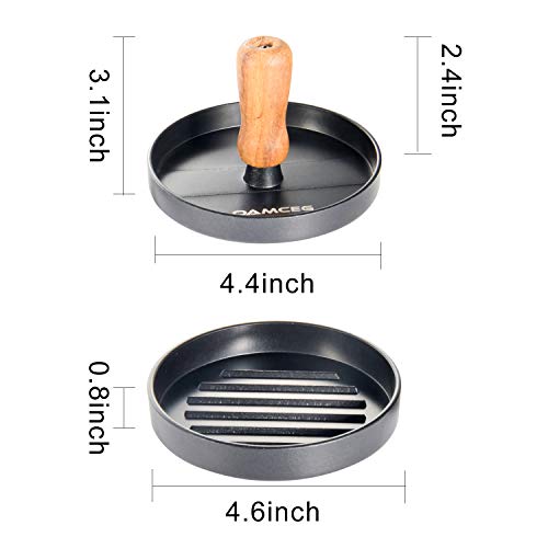 OAMCEG Burger Hamburger Press, Nonstick Aluminum Hamburger Press Patty Maker with Detachable Handle and 50 Wax Papers, Burger Patty Maker Mould, Stuffed Burger Press Kit for BBQ Grill 1/4 lb