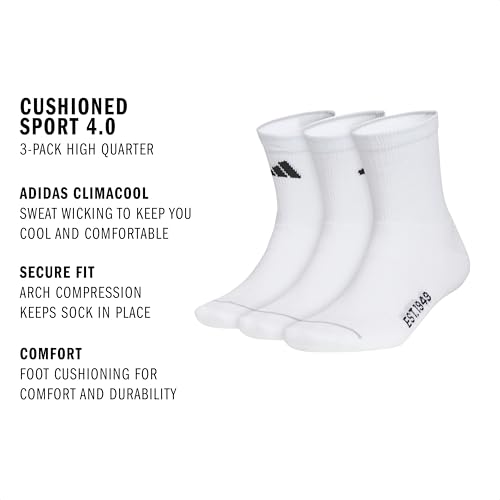 Adidas Mens Cushioned Sport High Quarter Socks (3-Pair Pack) Mid-Crew Above Ankle2