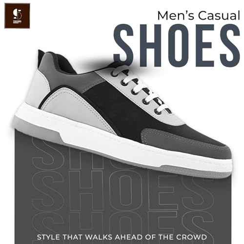 Image of STANPHORD Mens Lumora Sneakers Faux Leather Chunky Colourblocked Trendy Lace Up Casual Shoes Trendy Sole All Day Comfortable Lightweight with Extra Comfort Durable Footwear