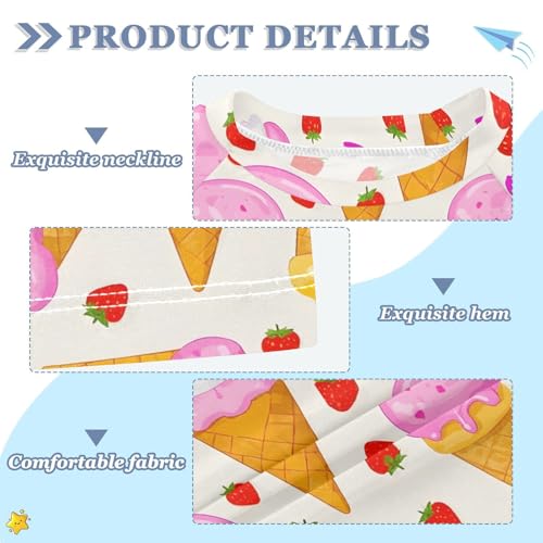 ALAZA Kids Rash Guard Girls Toddler Swim Shirts Short Sleeve Ice Cream Cone Strawberry UPF 50+ 3T3