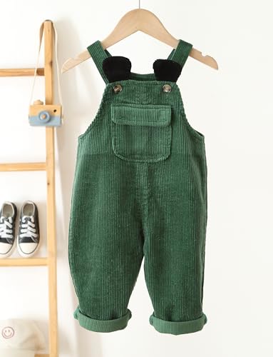 SEAUR Baby Boy Girl Corduroy Bib Overalls Cotton Button Suspender Overalls Plain Romper Loose Jumpsuit3