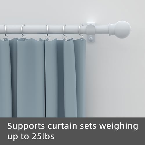 Image of GXOACKJ Curtain Rods for windows 48 to 84-93 inch, 5 /8 inch Decorative White Splicing Heavy Duty Metal Curtain Rod set with Brackets