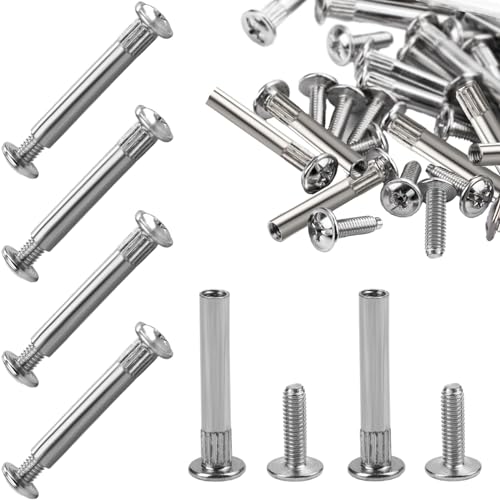 150 stück Möbelverbinder Schrankverbinder Schrauben M4 31-40mm Vernickelt Verbindungsschrauben (75 X Möbelschrauben 75 X Hülsenschrauben) Korpusverbinder mit Hülse für Möbel Schränken Holzbrettern