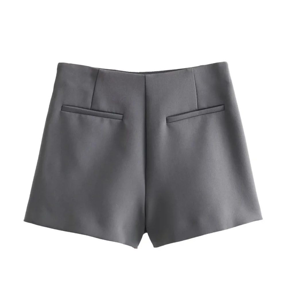 SWEPER Jupe Courte Femme - Short Décoré Asymétriquement pour Femmes, Mode, Fermeture Éclair Latérale, Taille Haute, Couleur Unie, Tenue De Bureau