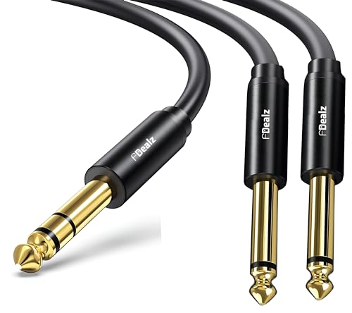 Image of [ 1 .5 Meter ] 6.35mm Stereo to 2 Ports Mono 6.35mm Cable, 1 /4 inch TRS Stereo Y Splitter Insert Cable, Gold Plated Shell 6.35mm 1 /4 inch TRS Male to Dual 6.35mm 1 /4 inch TS Male Mono Cable