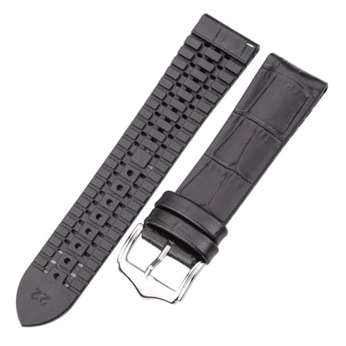 Bracelet de montre en cuir véritable noir pour le sport et le bureau étanche 18mm
