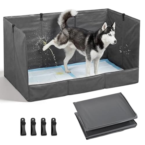 Bhyhok Foldable Dog Litter Box with High Walls, Waterproof Indoor Dog Potty Tray with 4-Inch Baffle, 33.5"×23.6"×15.9" Dogs Pee Pad Holder for Puppies Small and Medium Dogs