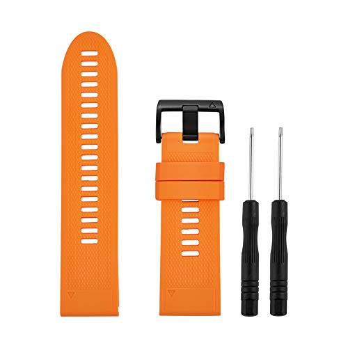 Garrulax Correa de repuesto de silicona suave de 26 mm para Fenix 5X/Fenix 5X Plus/Fenix 6X/Fenix 6X Pro/Fenix 3/Fenix 3 HR (26 mm, naranja) Cover