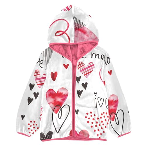 OTVEE Valentines Day Love Heart Kids Hoodie Jacket Fall Spring Full Zip Warm Outwear Coat