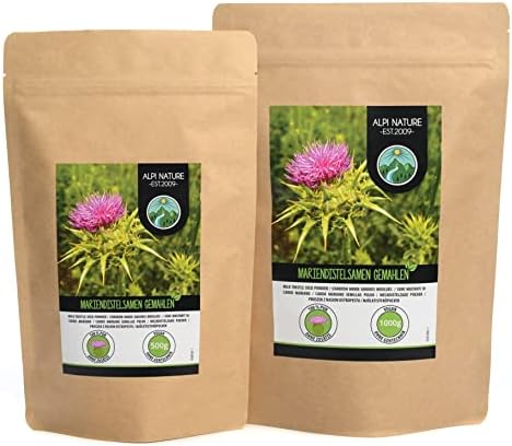 Alpi Nature Nasiona Mary Thistle (500 g) 100% naturalne i czyste delikatnie wysuszone i uziemione z produkcji UE
