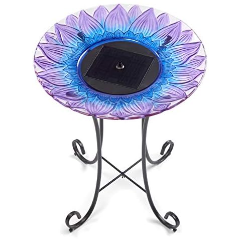 Smart Solar 20223R01 Bell Flower Birdbath, Purple Cover