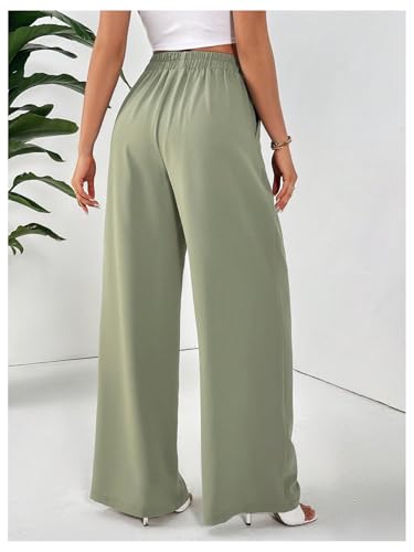 SOLY HUX Women's Elegant Dress Pants Elastic Waist Wide Leg Office Work Casual Trousers2