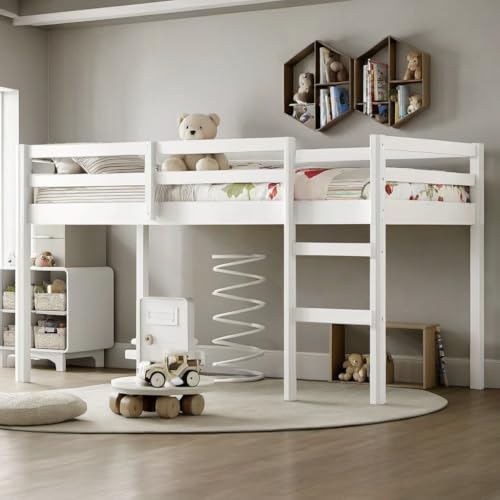PVWIIK Twin Loft Bed with Ladder for Girls & Boy,Solid