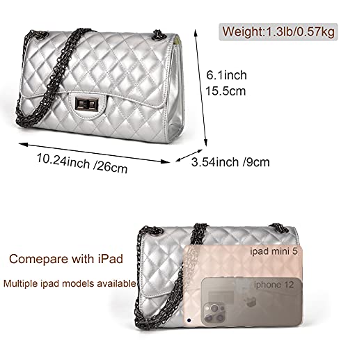 Image of Gladdon Quilted Crossbody Purse for Women Trendy Shoulder Bags | Stylish Shoulder Purse,Quilted Pattern,Structured bag,Chain Strap,Spacious Enough,Casual and Dressy Outfits,Any Occasion