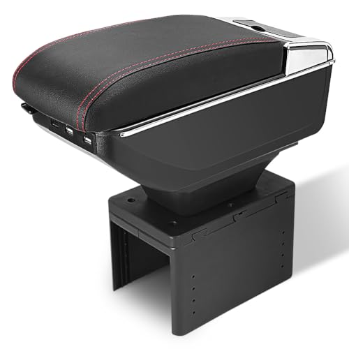Accoudoir Central de Voiture Universel, Accoudoir de Voiture Réglable, Console Centrale Noire, Boîte de Rangement pour Rembourrage D'accoudoir de Voiture, Boîte D'accoudoir Extra