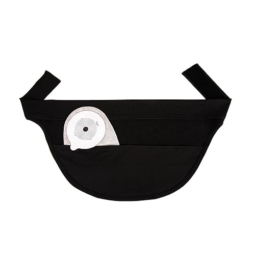 Miniatura 3 de Cinturón de soporte para bolsa de ostomía, cubierta protectora de doble estoma, cinturón ajustable para 2 pacientes con estoma, Negro -