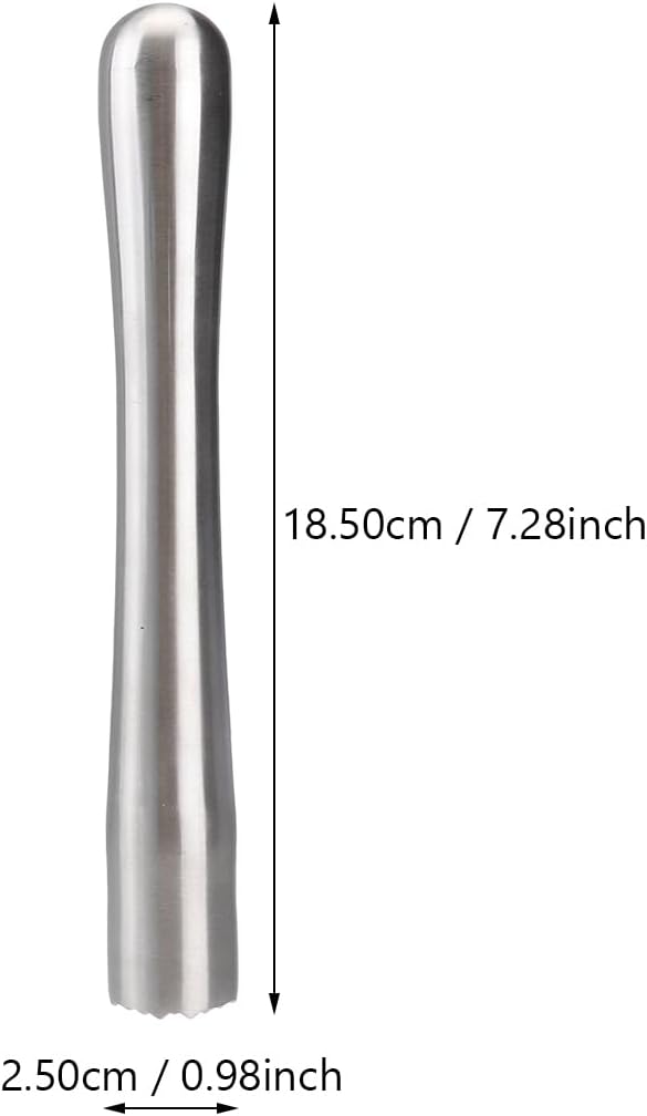 Stainless Steel Muddler for Cocktails 7.3 Inch Long Handle Fruit Crusher Ice Crushing Stick Bar Tool for Home Bar Party