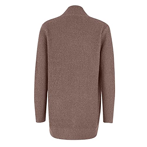 Autumn Sweaters For Women, Womens Cashmere Sweater Womens Women's Casual Loose Solid Color Long Sleeve Cardigan Sweater Top Outwear Women's Crew Neck Oversized Sweaters(Coffee,Large) #TOP2