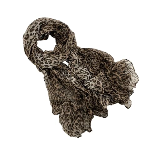 Ldbuejiaja Bufanda clásica de seda con estampado de animales y moderno efecto batik, envoltura de hombro larga para mujeres, amigos, regalos, bufanda de moda, caqui, M
