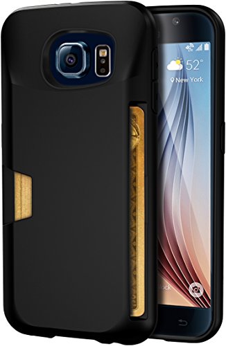 Smartish Galaxy S6 Wallet Case - Wallet Slayer Vol. 1 - Ultra Slim Protective Wallet Cover - (Silk) - Black Onyx