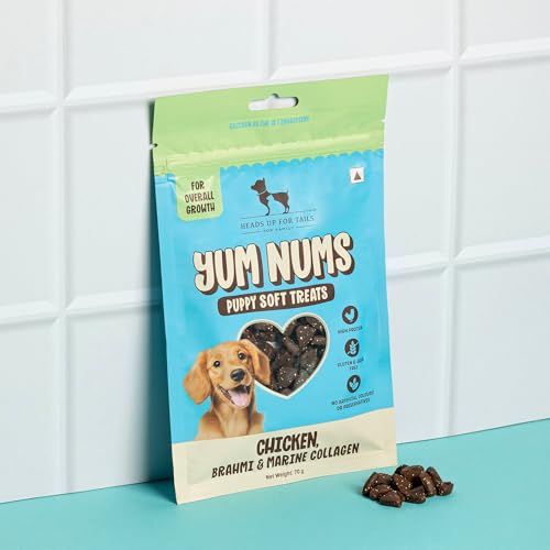 Image of Yum Nums by HUFT Soft & Chewy Sticks - 70 gm (Pack of 5) | Chicken, Brahmi & Marine Collagen Puppy Soft Treats | Healthy Dog Treats for Puppies | Puppy Training Treats | High Protein, Joint Support