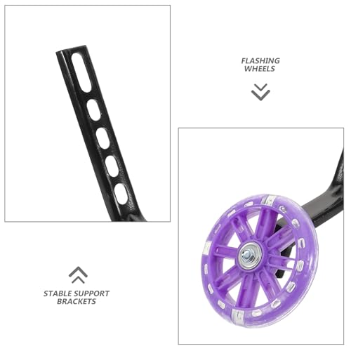 Ruedas de Entrenamiento para Bicicleta Toyvian con Luces Intermitentes, Juego Auxiliar de Ruedas Resistentes, Color Morado miniatura 3