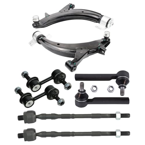 TRQ Front Steering & Suspension Kit Control Arm with Ball Joint Sway Bar Stabilizer Link Tie Rod Compatible with 2003-2005 Subaru Forester