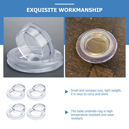 Doitool 4 Sets Patio Table Umbrella Hole Ring And Caps Set, Silicone Umbrella Hole Plug And Cap For Glass Patio Garden Beach Table Deck Yard, 2 Inch (Clear) #TOP5