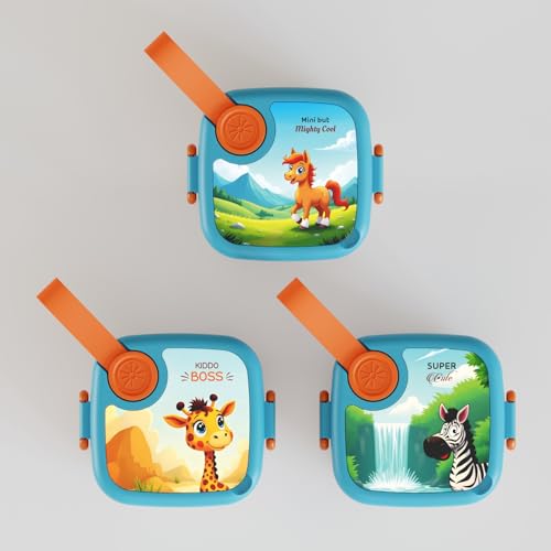 Image of Plastic Bento Lunch Box for Kids | Leak-Proof, BPA-Free, Easy-Clean Tiffin with Spoon | School & Travel Lunch Container | LUNCHMATE Random Design & Color (500 ML)