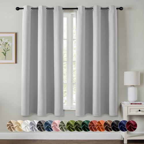Image of MIULEE Blackout Curtains for Bedroom 2 Panels 40 x 54 Inch Long Silver | Thermal Insulated, Living Room Darkening Grommet Drapes, Noise Reducing, Light Blocking Window Treatments
