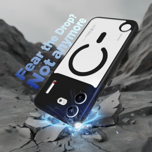 Image of RIGGEAR Shockproof Sleek Hybrid Armor Magnetic Back Cover Case Compatible with MagSafe Accessories for Nothing Phone 4b 5G (Clear PC + Black TPU Bumper)