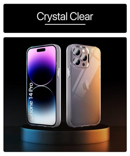 Image of WOW IMAGINE Crystal Clear Transparent Back Case Cover for Apple iPhone 14 Pro | Full Device & Camera Protection Shockproof TPU | Flexible Silicone Back Cover Case - Transparent