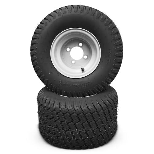 PROPARTS 18x9.50-8 Lawn Mower Tires and Wheel Assembly 18x9.5x8 nhs Turf Tires with Rim for Riding Lawn Mowers & Garden Tractor 4 Lugs on 4 PCD Center Hole 2.83 Tubeless Set of 2 4PR