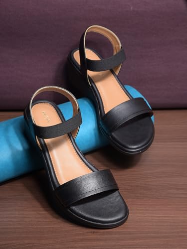 Image of Liberty LDF-22 Women Casual Sandal With PU Upper | PU Sole Sandal For Women | Stylish Wedge Heel Elastic Sandal For Women | Trendy Design Women Sandal